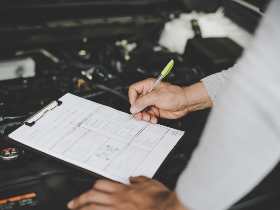 Mecánico revisando motor diésel en taller de Buitrago Centros en Granada, durante mantenimiento preventivo.